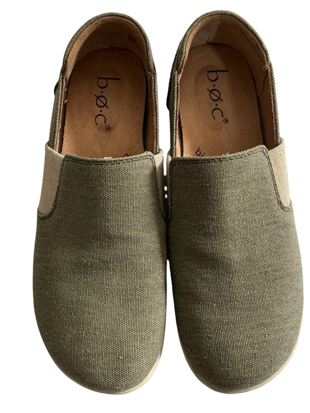 b.ø.c. Born Seaham Women's Size 7.5 M Olive Green Canvas Slip On Loafers - Picture 3 of 8